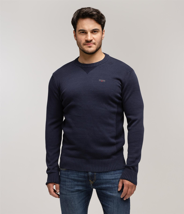 Sweter z bawełny organicznej BILL ORGANIC NAVY