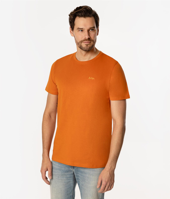 T-shirt z małym haftowanym logo OBUTCH 0875 MARMALADE