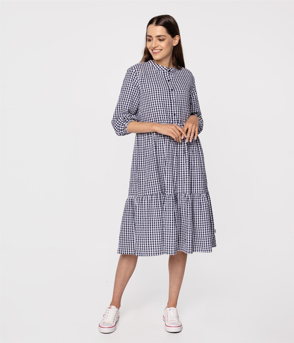 Sukienka w drobną kratkę ROSALIE 1090 NAVY