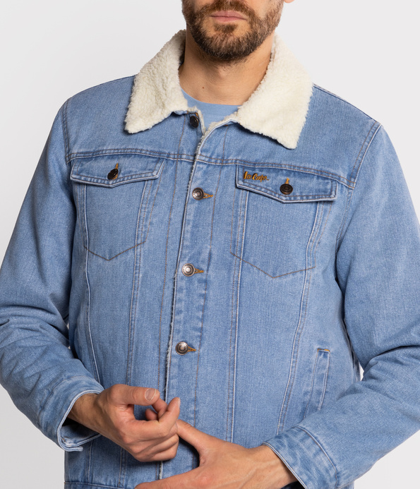 Jeansowa kurtka z futrzastym kołnierzem BERG 2023 LIGHT USED