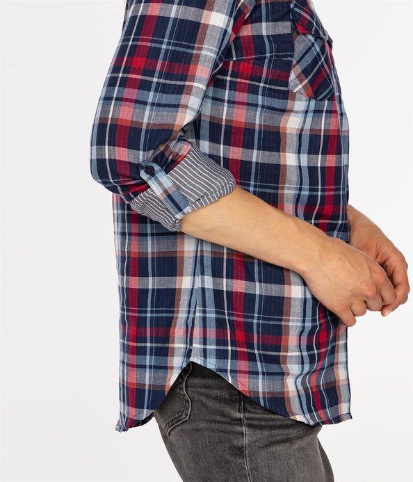 Koszula damska regular w kratę ZELDA 6194 NAVY