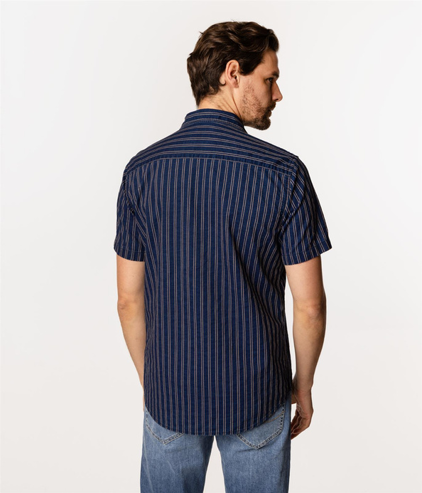 Koszula męska regular z krótkim rękawem WILL2 1121 DENIM INDIGO