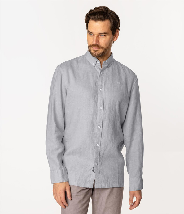 Lniana koszula męska comfort z długim rękawem RODOS 2020 MICRO CHIP