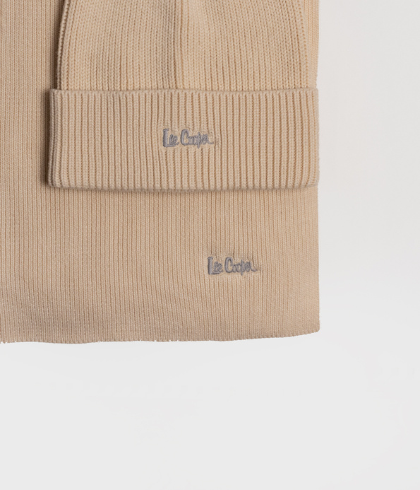 Komplet z kaszmirem czapka zimowa damska i szalik 9011 BEIGE