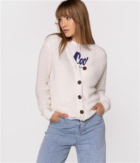 Rozpinany sweter  GRETA 4801 OFF WHITE