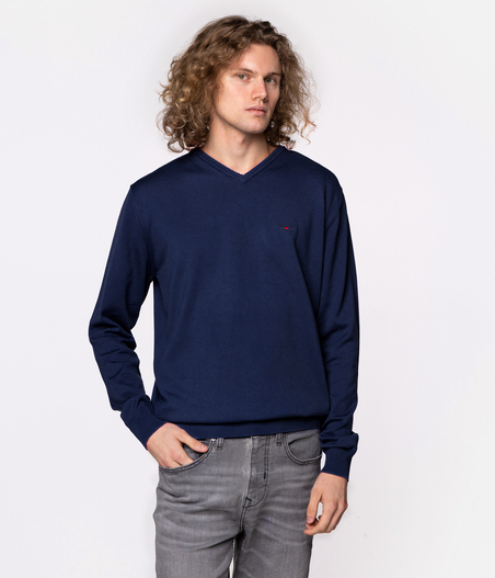 Sweter z bawełny organicznej ADAM ORGANIC NAVY