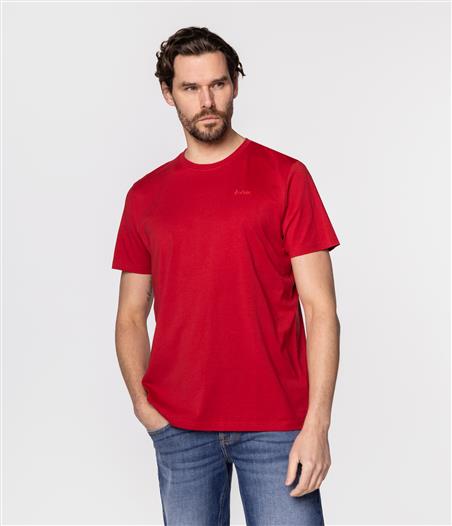 T-shirt z małym haftowanym logo  OBUTCH 0875 RED