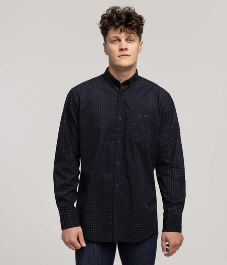 Koszula męska comfort z długim rękawem NEW TENBY 50ZM BLACK