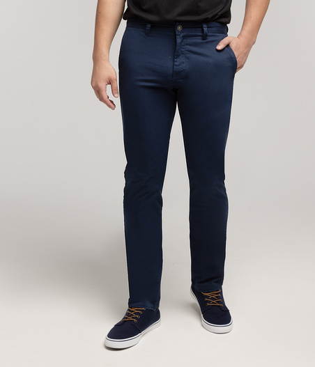 Niedenimowe spodnie męskie chino comfort TEMS 4027 NAVY BLAZER