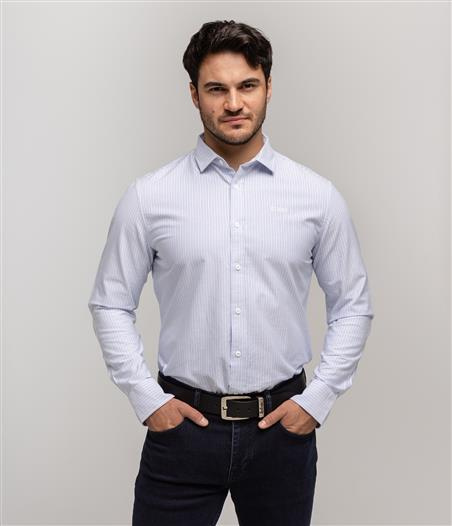 Koszula męska slim w paski LIAM OXFORD BLUE STRIPES