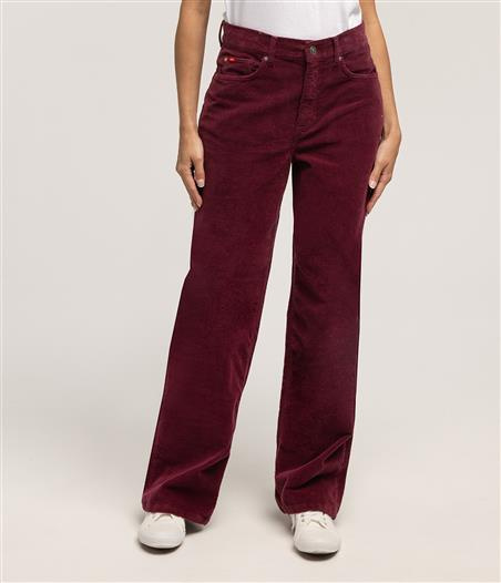 Spodnie damskie wide leg LUNAR CORD MAUVE WINE