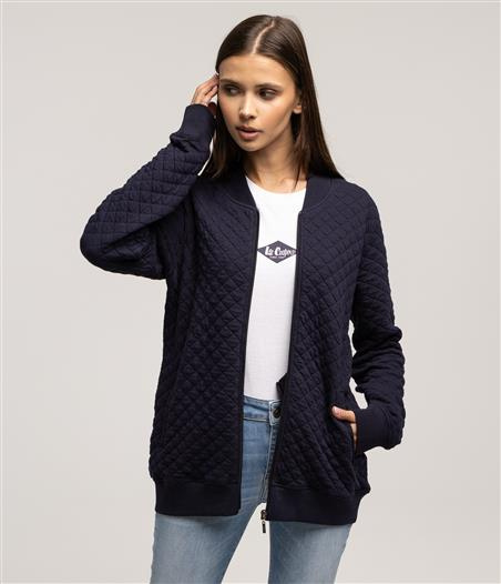 Pikowana bluza rozpinana ze stójką RENA 9881 NAVY BLAZER