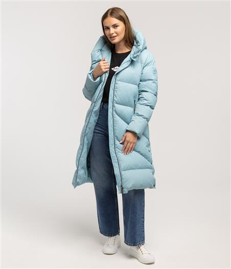 Puchowa kurtka do kolan LENA 7030 MILKY BLUE